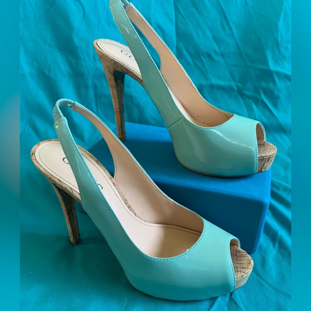 Guess Mint Peep Toe Heels: Size 8